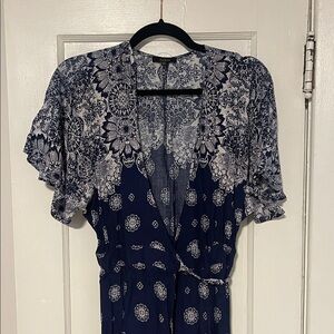 Aakaa Blue and White Paisley Dress